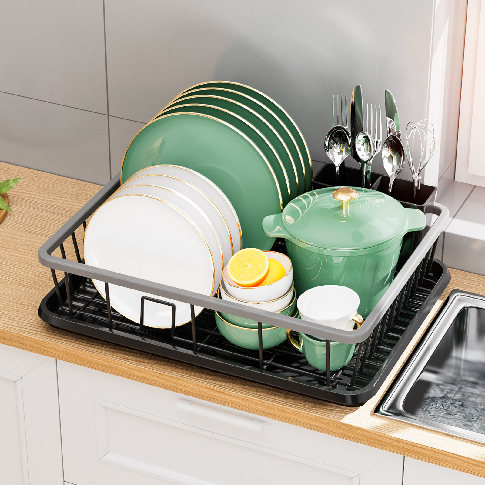 Virtuvės laikymo lentyna vieno sluoksnio nusausinimo indų lentyna buitinių indų laikymo nusausinimo krepšelis geležinė indų lentyna_voghion.com