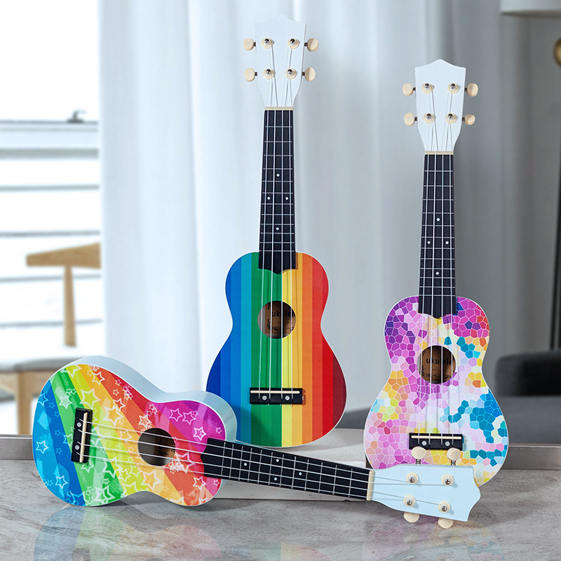 21-inch ukulele ukulele can play musical instrument color picture making small guitar gift ukulele cross-border