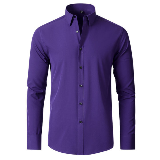 Cross-border foreign trade Korean slim-fit elastic shirt men's shirt Amazon foreign trade simple business thin shirt men