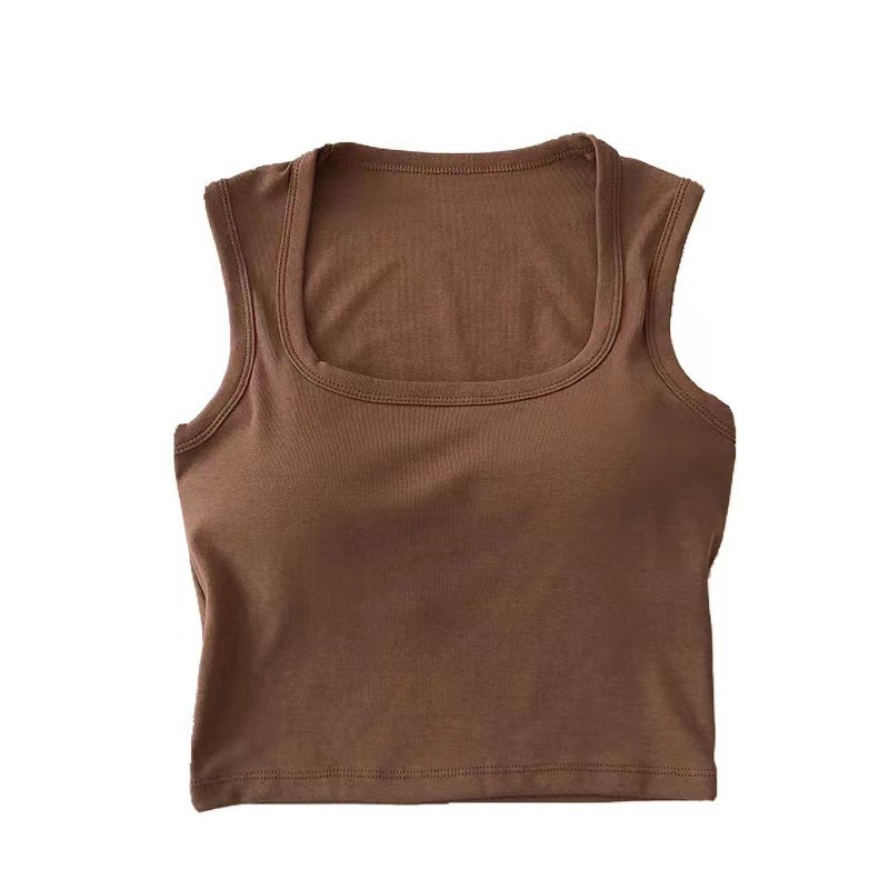 Beauty back bottoming Vest Women's square collar open collarbone with chest pad beauty back wrapped chest Korean style all-match pure white tube top