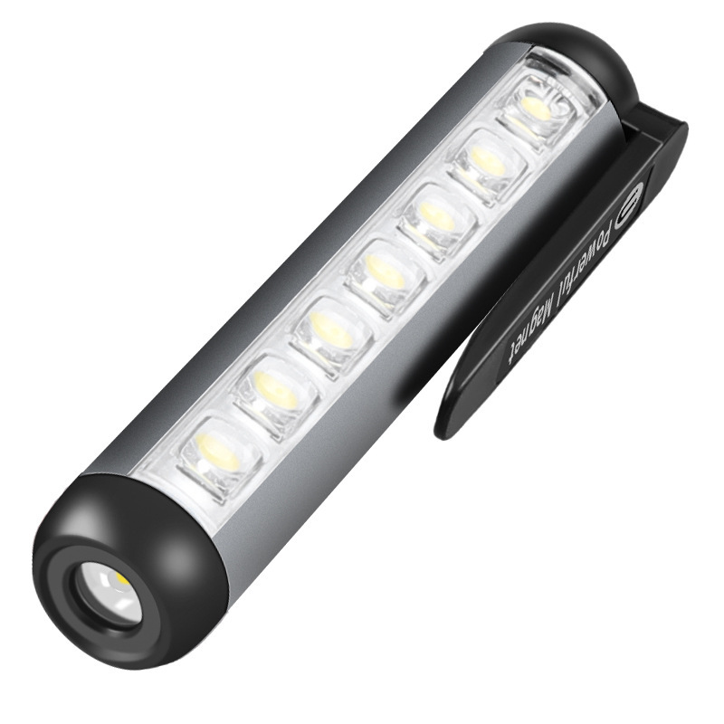 Cross-border new XPE + COB flashlight TYPE-C charging with pen clip magnet portable lightweight pen light small flashlight
