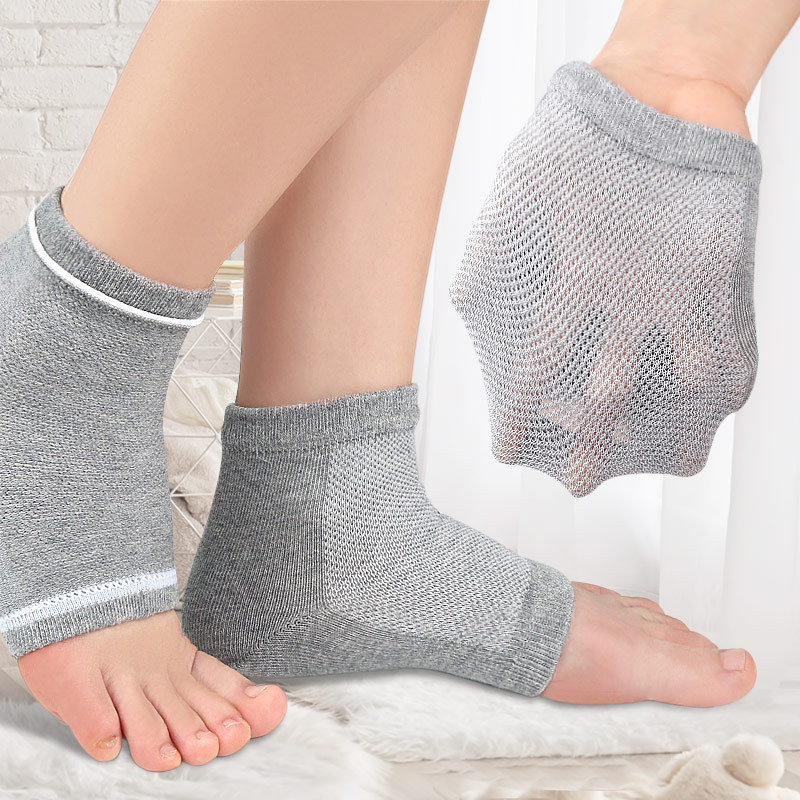 Gel heel anti-cracking socks mesh breathable cotton socks heel protection half silicone heel cover