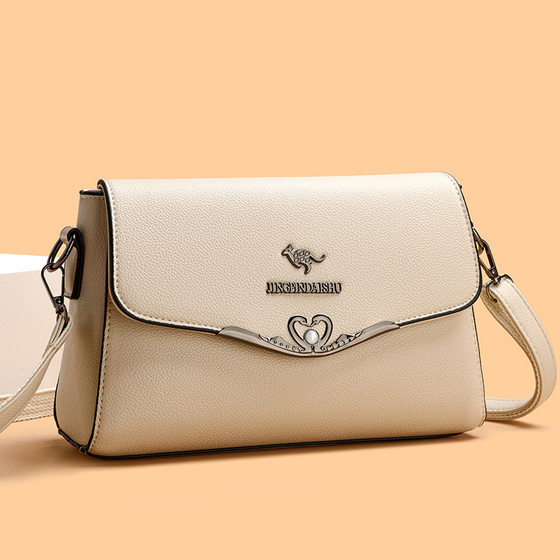 2024 new single shoulder mother bag large capacity commuter small square bag all-match soft leather fashion crossbody women's bag cross-border