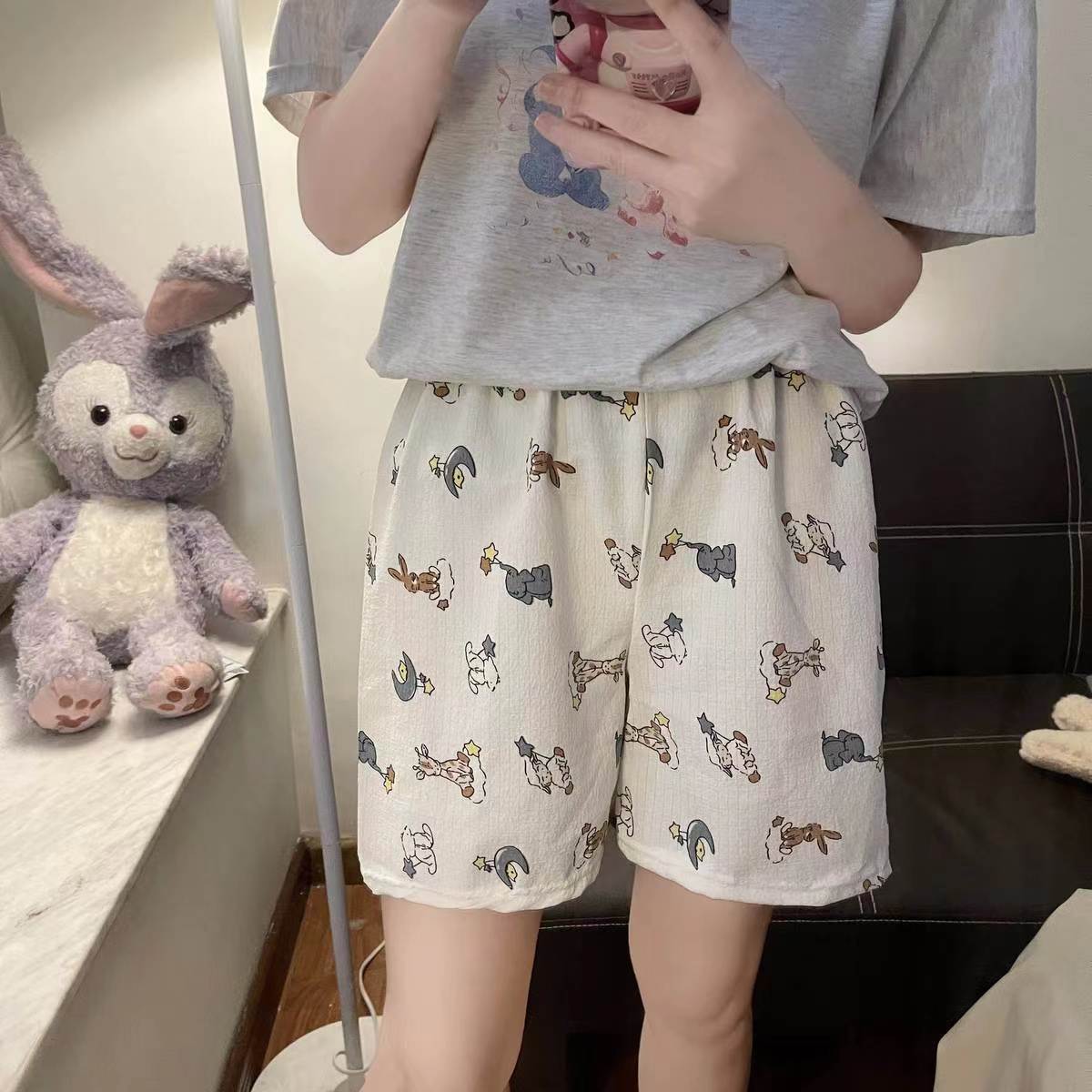 Walking Pants Instagram Style Summer Cartoon Printed Casual Loose New Style Thin Pajama Pants Women's Shorts Home Pants Summer