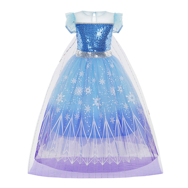 Frozen blue Aisha princess skirt summer short sleeve sleeveless bubble sleeve skirt Aisha explosions a generation of hair