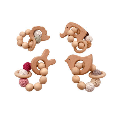 Beech Animal Molar Bracelet Baby Soothing Molar Stick Baby Bite Soothing Bracelet Grasping Bear Toy