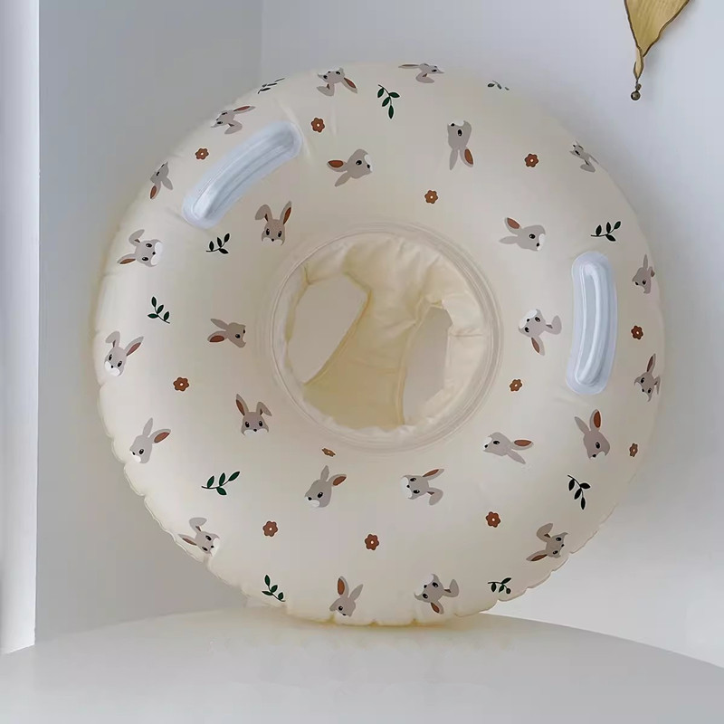 South Korea ins baby swimming ring baby boy cartoon bear & contrast color seat ring children thickened Anti-flip life buoy