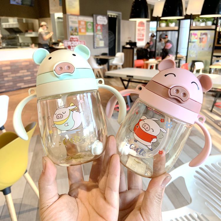 Children's Straw Cup Baby's Water Cup Leak-proof and Choke-proof Learning Drinking Cup with Handle Children's Water Cup Kindergarten Kettle