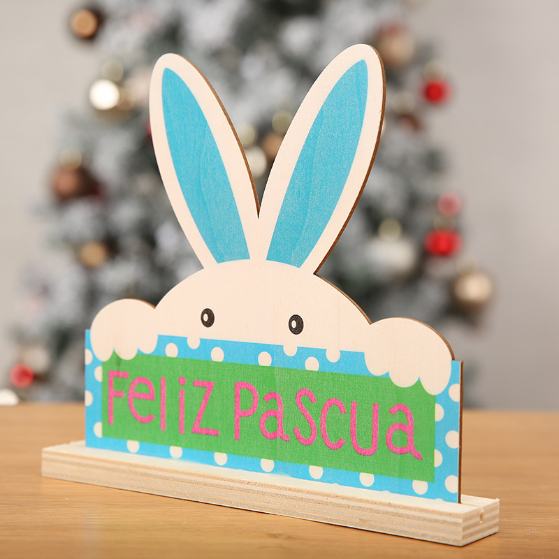 Easter Bunny Ornaments Living Room Home Wooden Products Creative Student Gift Simple DIY Wooden Crafts