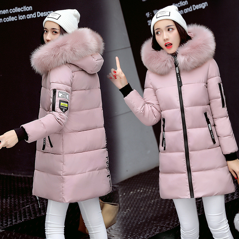 2022 New Korean Style Student Large Fur Collar Down Cotton-padded Coat Women's Winter Slim-fit Mid-length Fashionable Cotton-padded Coat