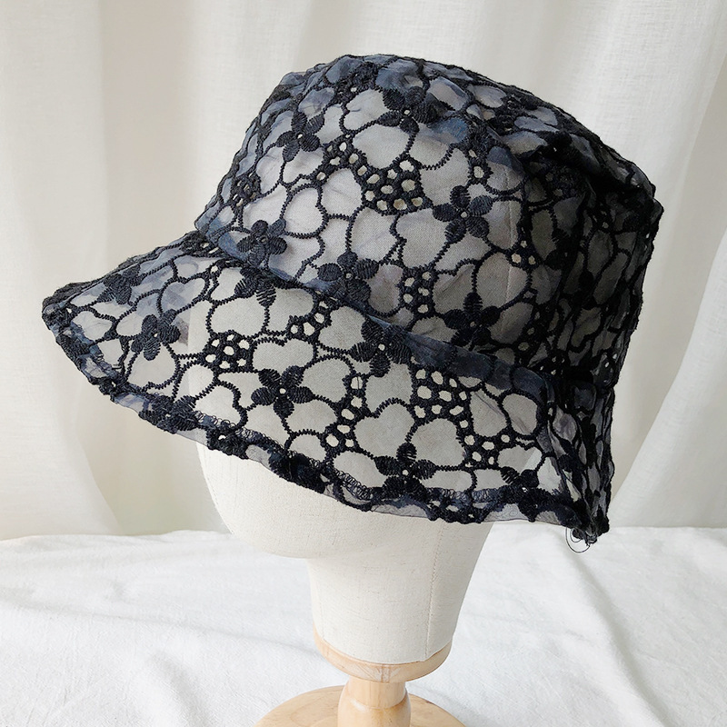 2022 Women's New Lace Fisherman Hat Korean-style All-match Trendy Summer Thin Flower Hollow-out Sunscreen Sun Hat