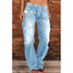 European and American Explosions Independent Station wish Women's Jeans Slim Fit Slimming Washed Flare Pants Women's Pants NK205