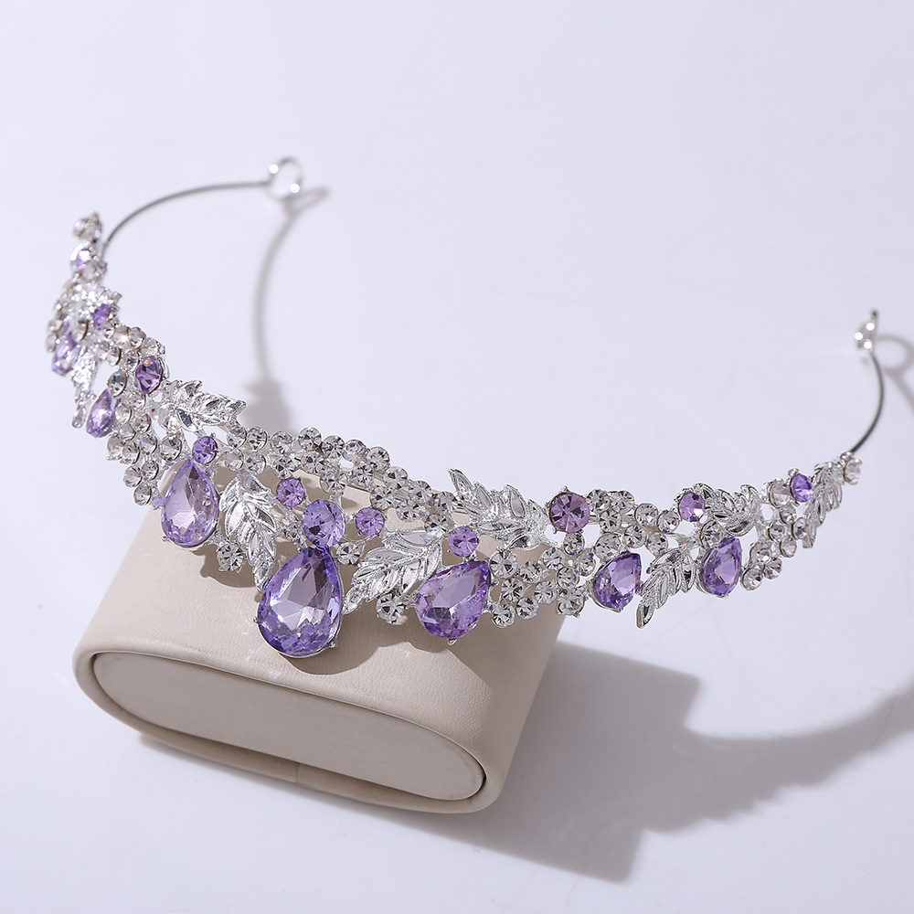 H1400 Diamond Gang New Korean Bridal Headwear Alloy Rhinestone Leaf Small Crown Wedding Dress Accessories Hair Accessories