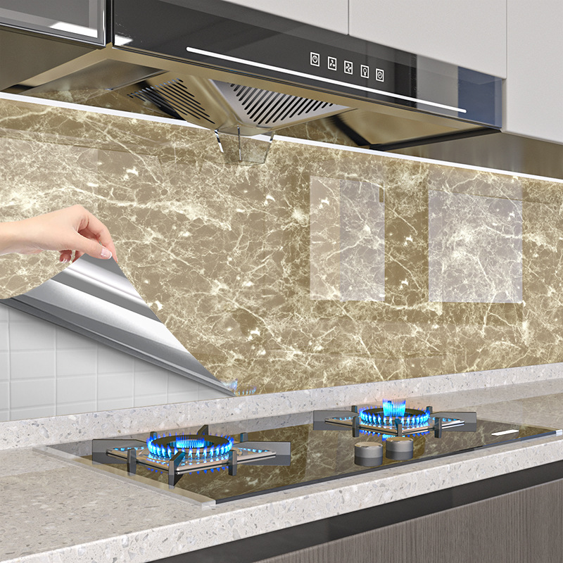 Thickened waterproof wallpaper self-adhesive wholesale tile stickers cabinet stove furniture renovation wall stickers kitchen oil-proof stickers