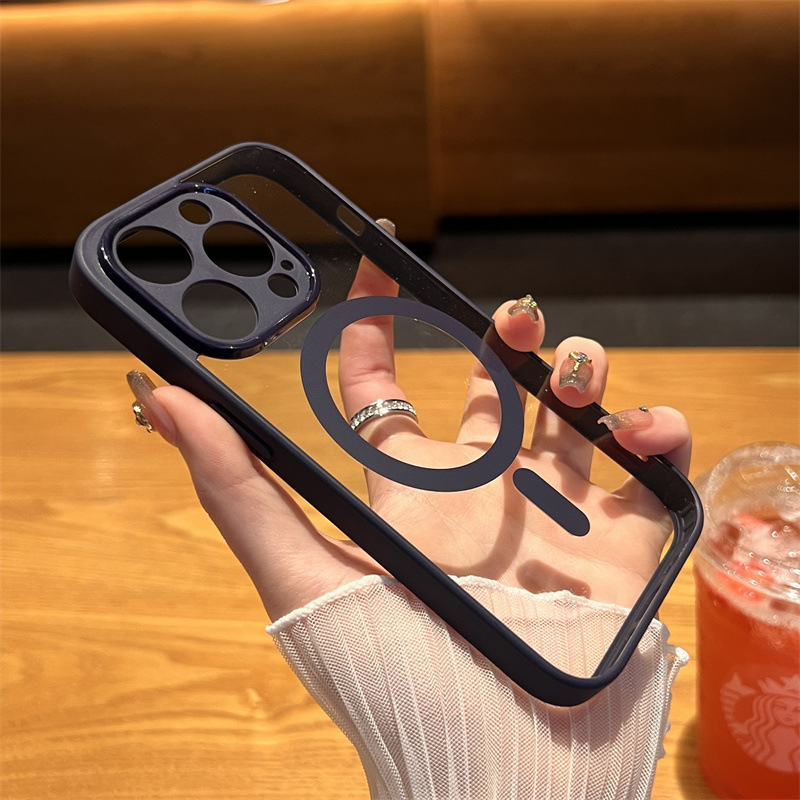 Suitable for Apple 16 Magnetic Mobile Phone Case iPhone15 Skin-feeling Transparent 13promax Frosted Drop-resistant 11 Protective Case