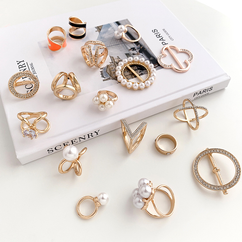All-match silk scarf buckle summer non-slip corner knotted buckle female waist hem corner buckle dual-use brooch
