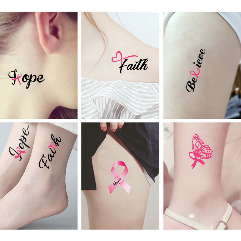New pink ribbon tattoo stickers promotional activities pink love day disposable tattoo stickers waterproof