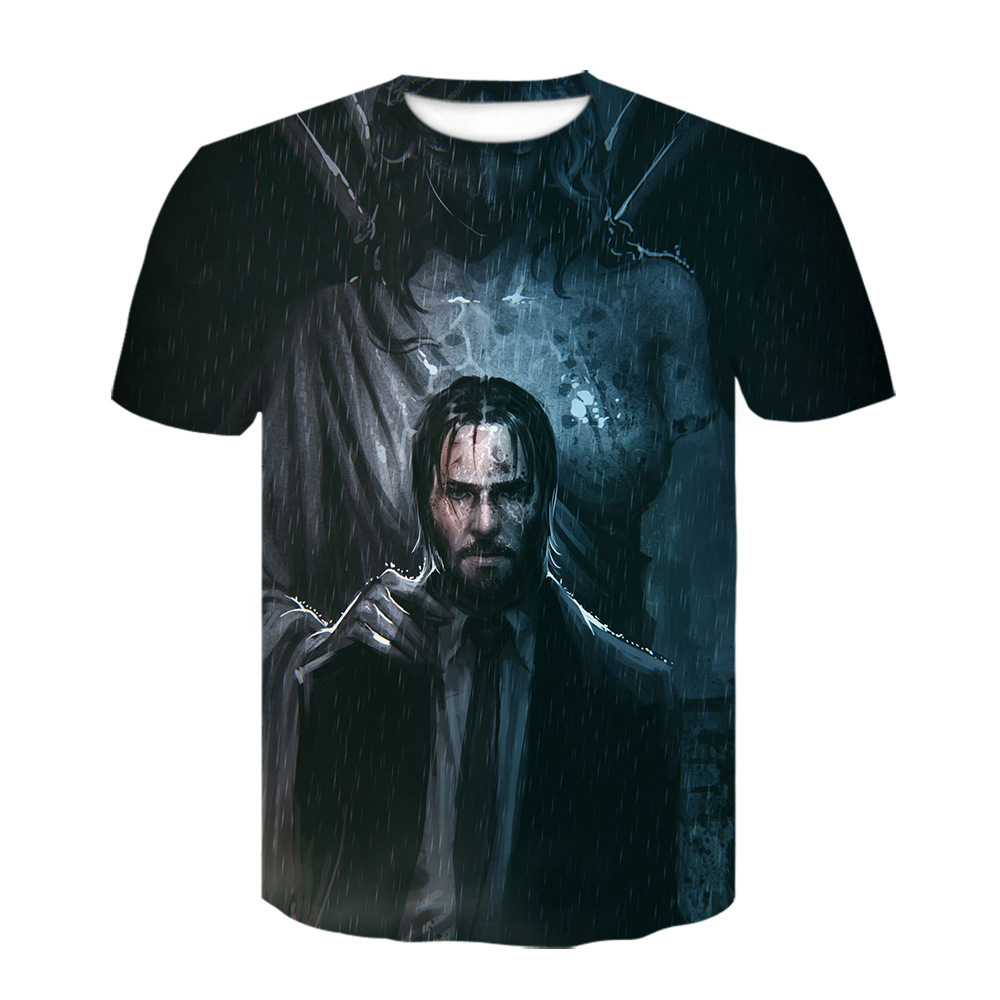 2021 summer New John Wick hunt around 3D printed short sleeve T-shirt sweatshirt children's clothing