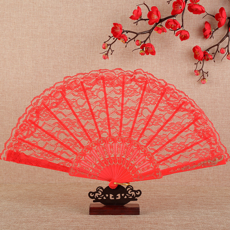Shake Tone Same Style Lace Fan Retro Style Female Lolita Folding Fan Photo Props Cheongsam Show Fairy Cute Fan
