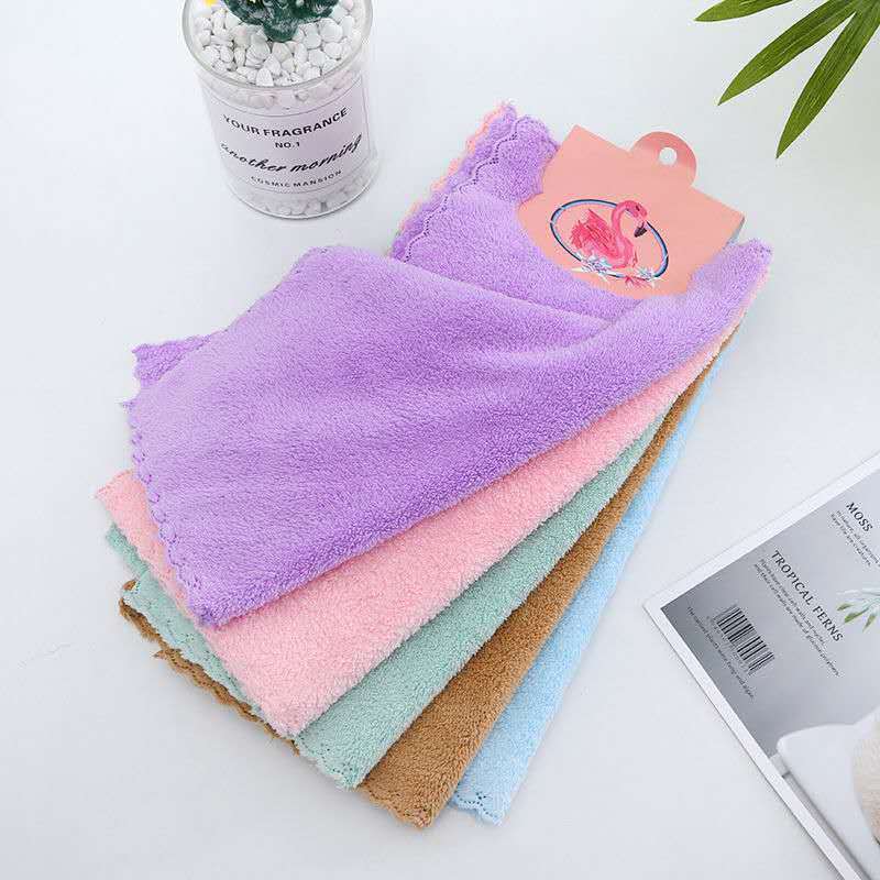 [5 Pack] Pin-in Square Towel Children's Handkerchief Soft Absorbent Not Easy to Fell Hair Not Easy to Fell Small Square Towel