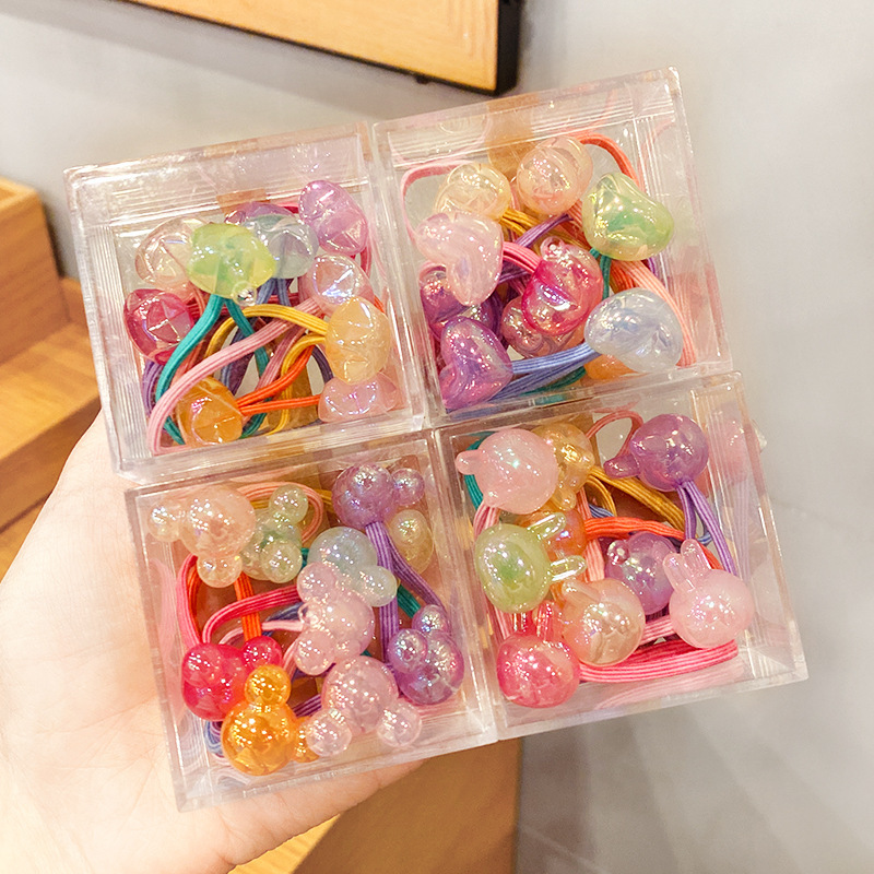 Children's rubber band hair accessories baby's hair does not hurt little girl's cute hair rope hair rope candy color girl's hair ring