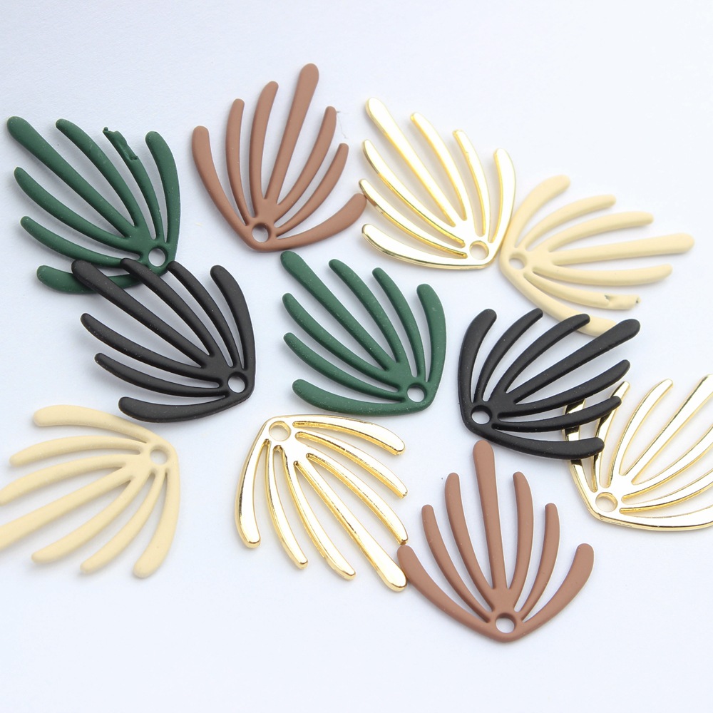 Korean alloy spray paint geometric irregular seaweed leaf pendant accessories diy jewelry earrings accessories material