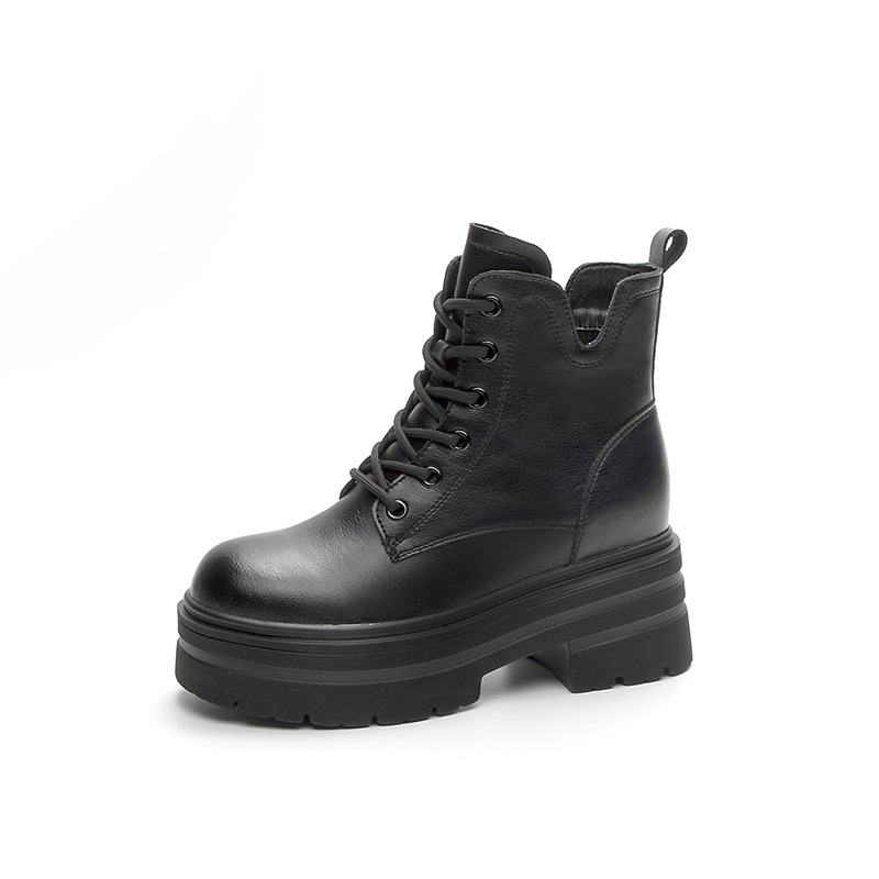 23 Autumn new small platform wedge platform women's shoes increased casual mid-calf boots fleece-lined women's fashion boots