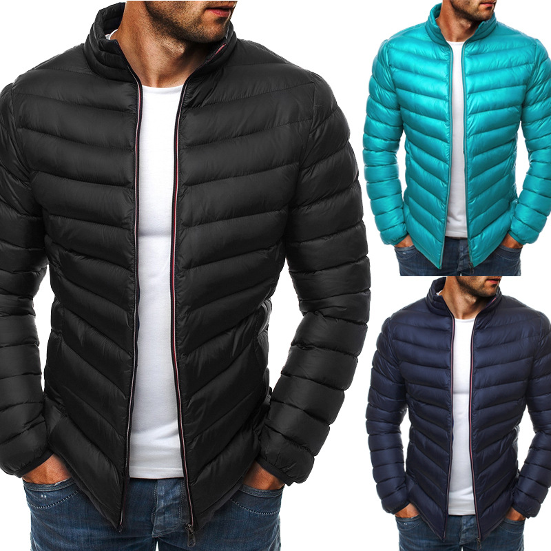 Europe and the United States autumn and winter new foreign trade cross-border solid color cotton-padded jacket coat simple atmosphere men's cotton-padded jacket factory direct supply