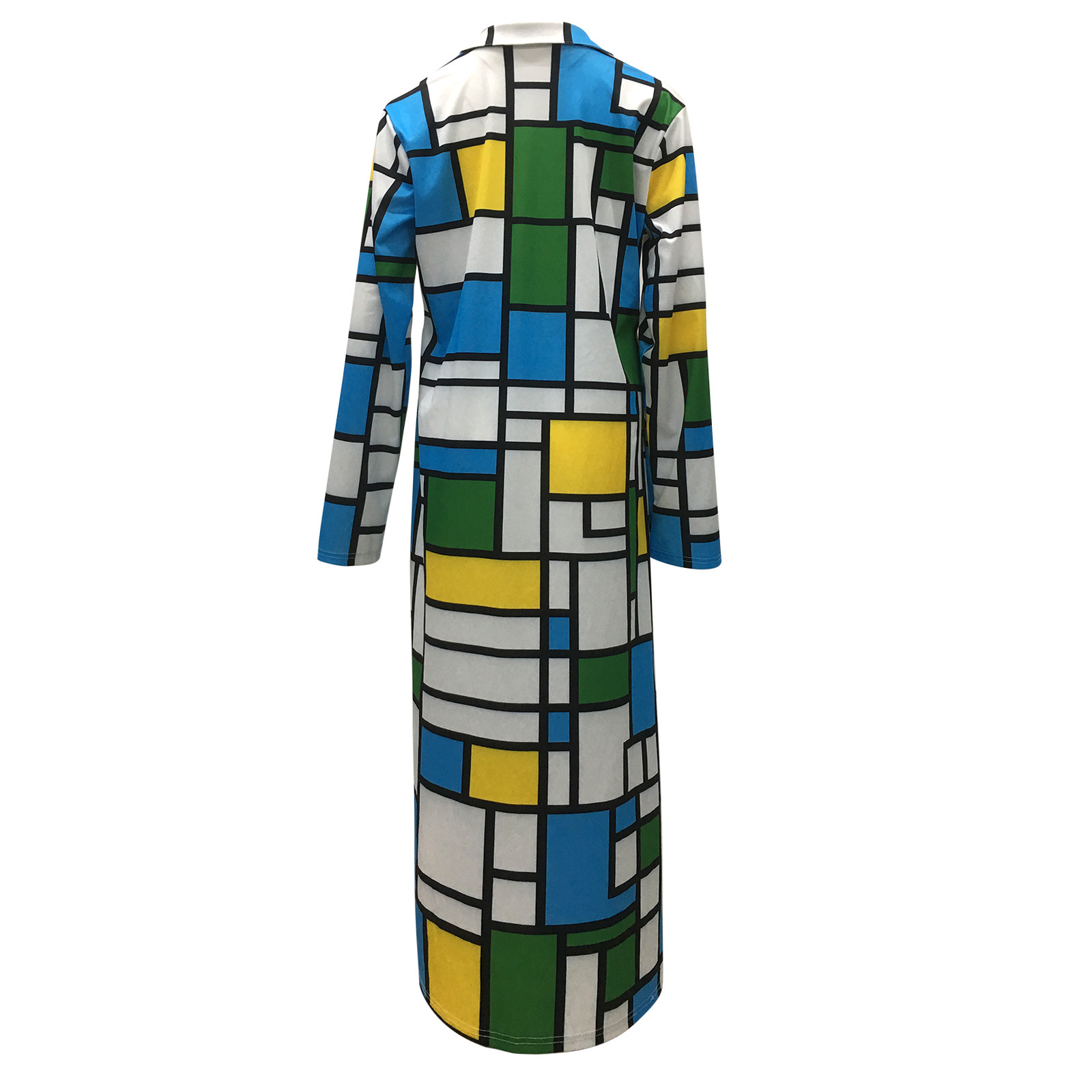 Autumn and winter New trench coat cross-border European and American plus size plaid printed double-breasted lapel coat coat women's coat_voghion.com