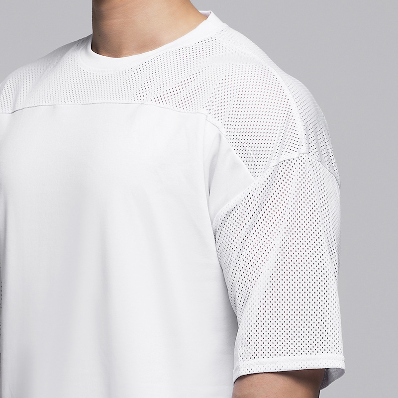 Cross-border Large Size Light Plate Men's Short-sleeved Mesh Cloth Breathable Comfortable T-shirt Sports Leisure GYM Training Hot New Style