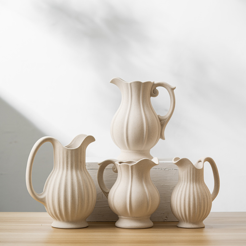 Maudison New Fashion Water Kettle Ceramic Vase Irrigation Watering Flower Arrangement Two-in-One European Elegant Decorative Crafts 