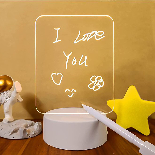 Cross-border hot online celebrity DIY handwriting board night light 3D night light acrylic erasable luminous message board