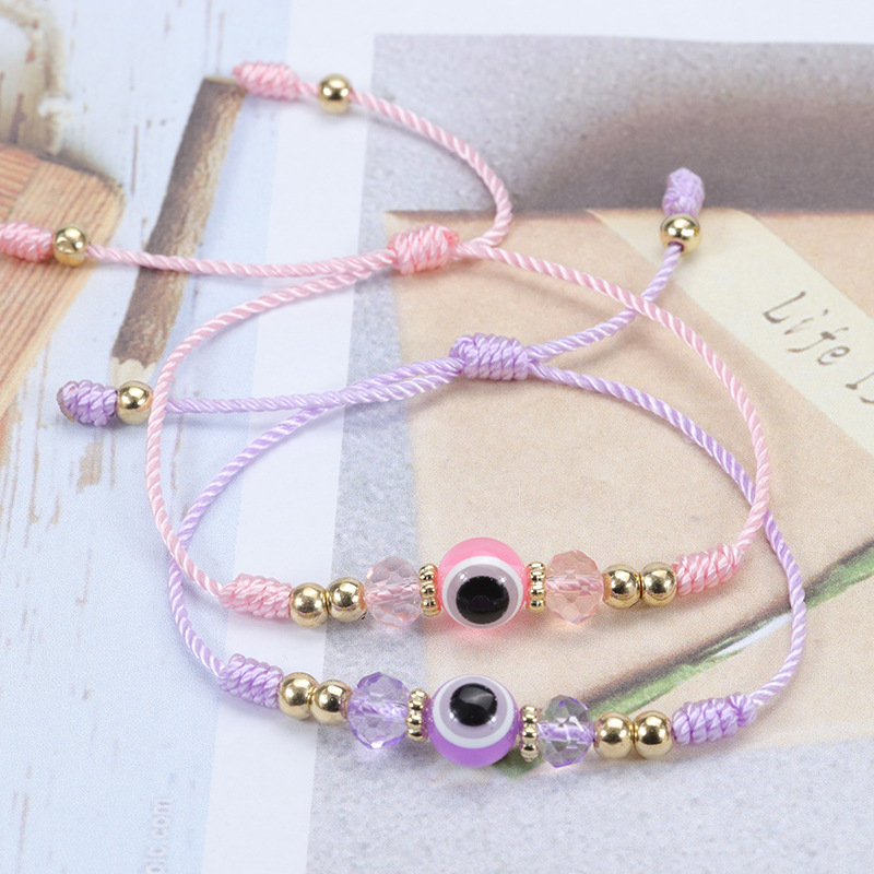 Amazon Explosive Devil's Eye Bracelet Crystal Beaded Boys and Girls Lucky Bracelet Adjustable Woven Bracelet