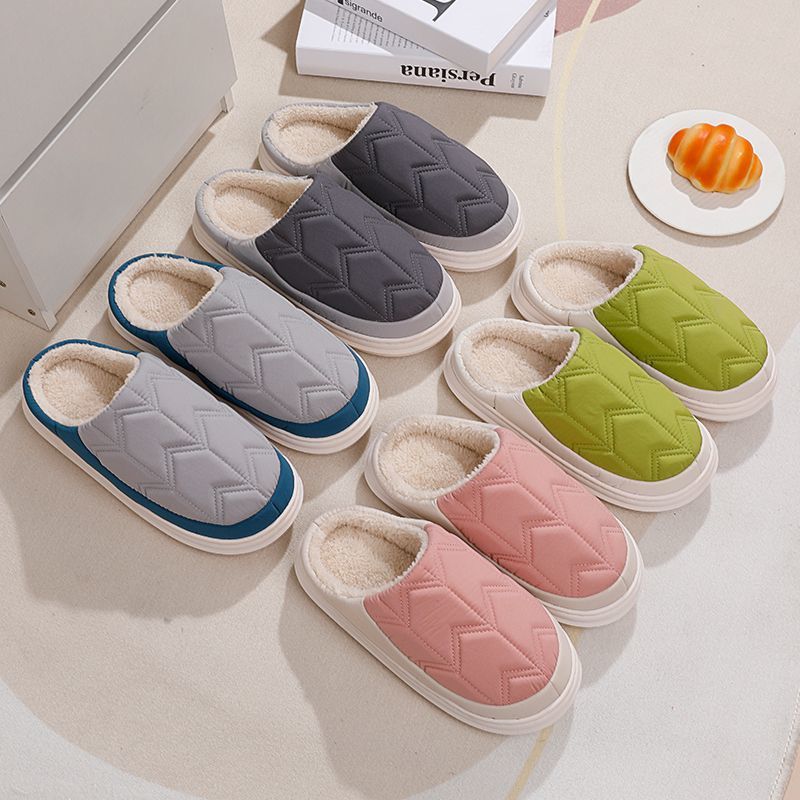 2023 Winter EVA drooping cotton slippers women's down waterproof thick bottom home non-slip non-stinky feet couple cotton slippers