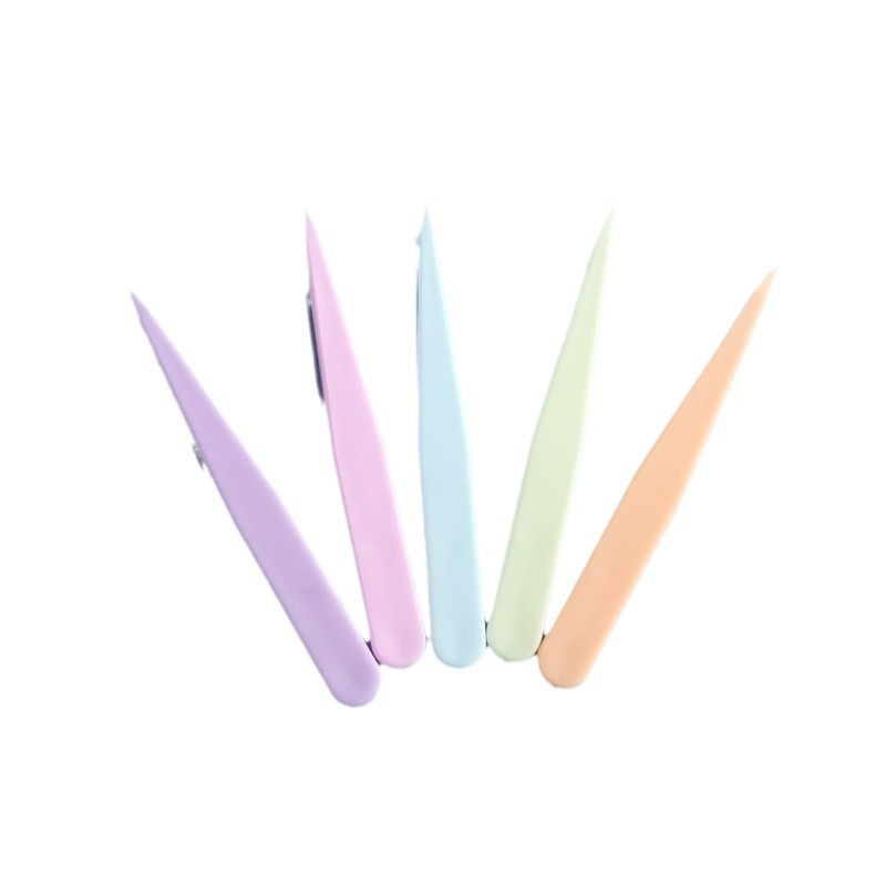 Macaron color goo card tweezers handmade DIY nail art hand account sticker pointed plastic tweezers can be ordered LOGO
