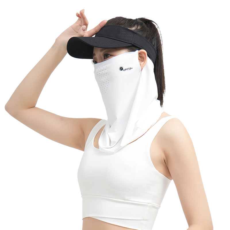 Sunscreen Women's Summer Anti-UV Breathable Ice Silk Face Covering New Style Veil Riding Sunshade Ear-Hanging Face Towel