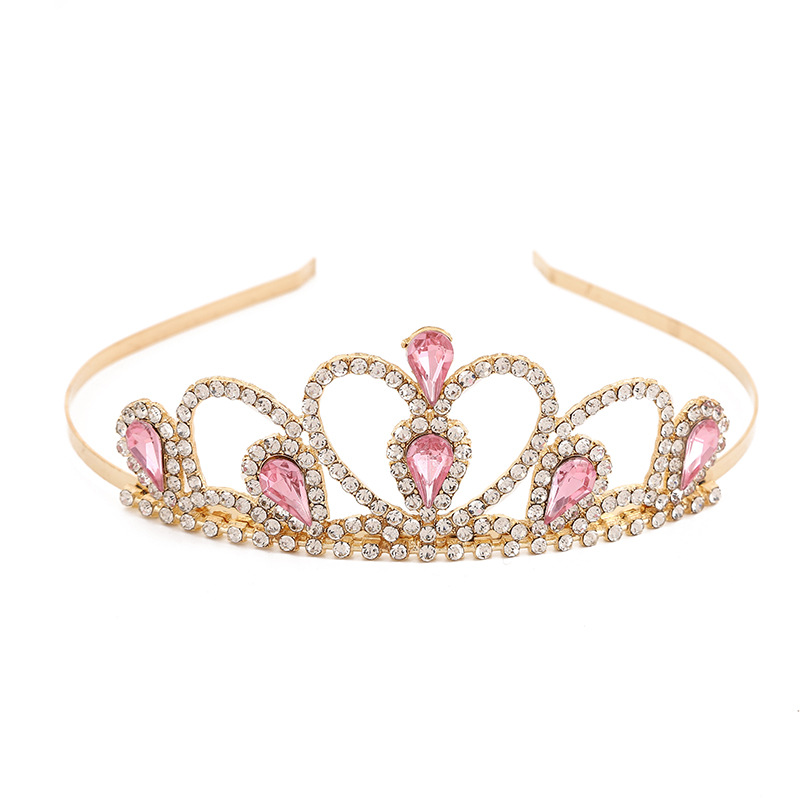 New Fashion Rhinestone Gold Plated Princess Hair Band Alloy Crown Princess Series Hair Accessories Crown Girl Dress Accessories