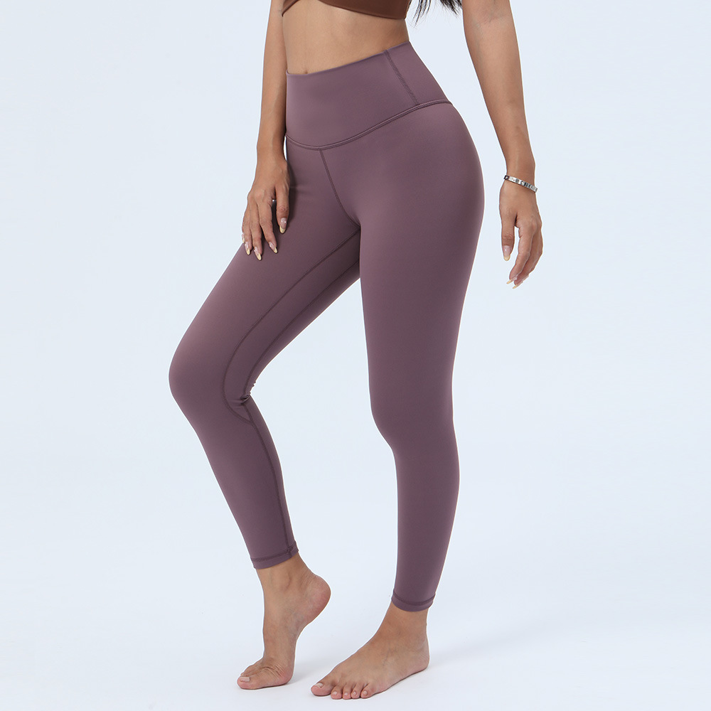 Cross-border Amazon nude yoga pants women's high waist hip lifting tights running fitness yoga pants double-sided brushed