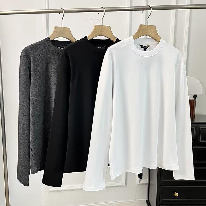 BM & MD & ZA Spring Women's Basic Joker Base Shirt Solid Color Fashion Simple Long Sleeve T-shirt 06884905251