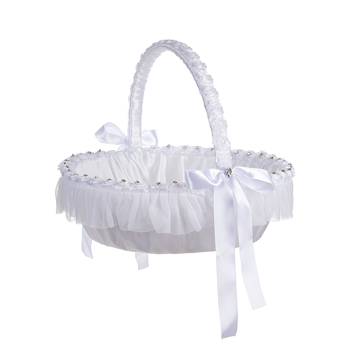 Bamboo large flower basket wedding props Flower girl bridesmaid flower lace basket wedding supplies