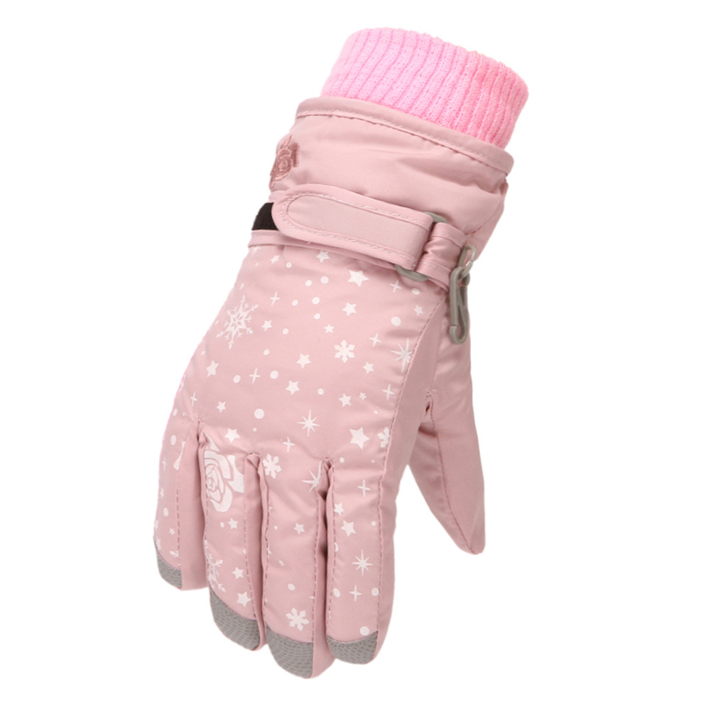 Children's Ski Gloves Korean Style Girl's Rose Embroidered Finger Anti-cold Snow Winter Gloves New