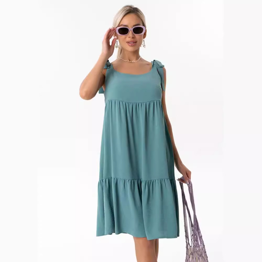 2024 New Cross-border Wish Amazon AliExpress Explosions Women's Sleeveless U-collar Stitching Long Dress