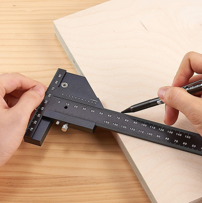 Woodworking multi-function scribing ruler aluminum alloy T-shaped ruler woodworking Scriber multi-function measuring ruler caliper