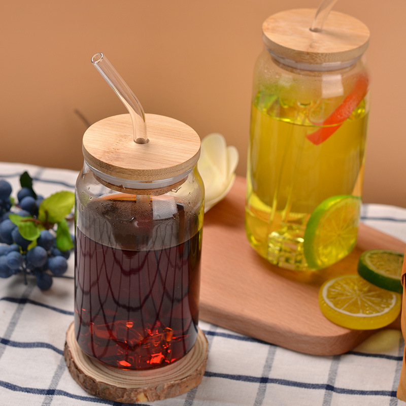 Amazon borosilicate glass milk tea coffee coke cup subnet red high temperature resistant glass cup with lid straw