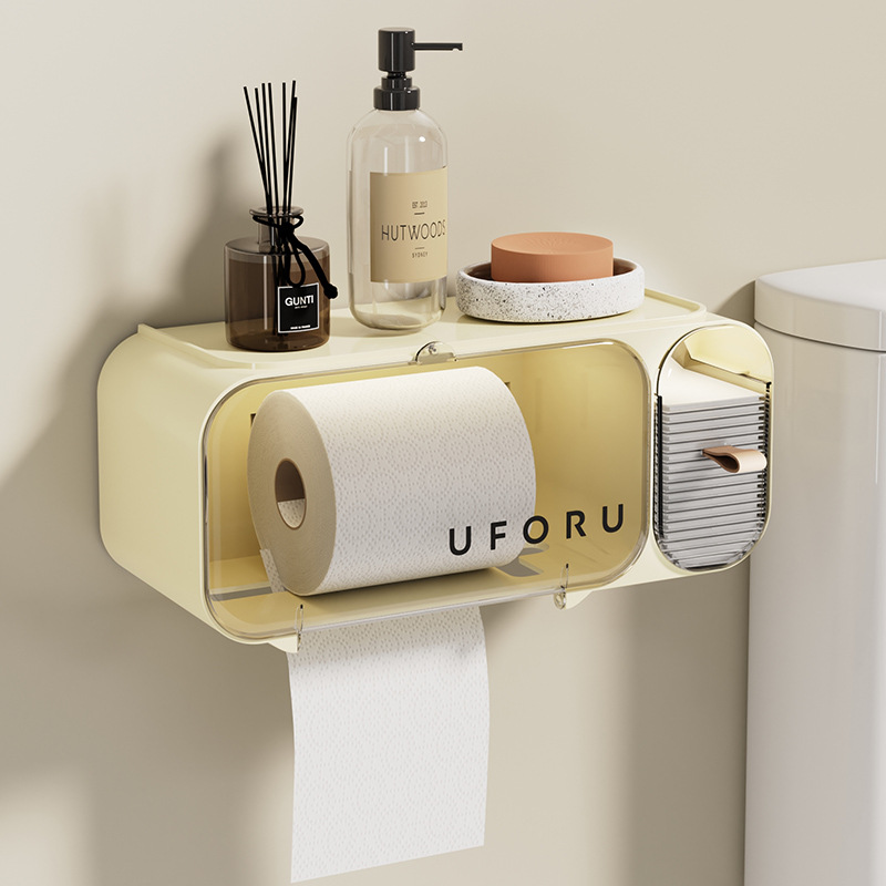 Face towel storage box bathroom non-perforated disposable makeup cotton makeup remover toilet roll wall-mounted storage rack