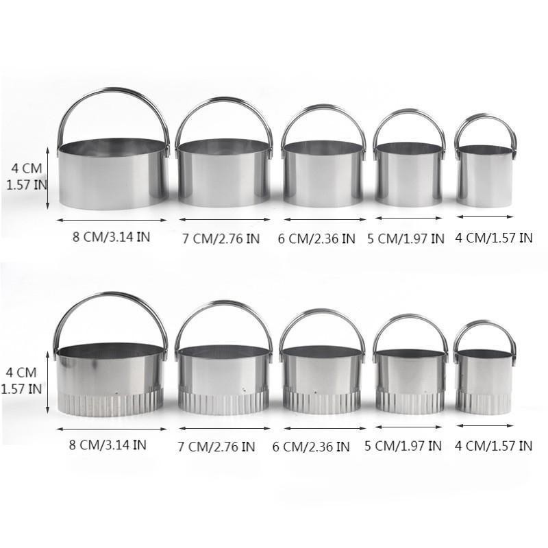 Cross-border stainless steel biscuit mould hanging basket double handle mousse ring cookie cutter baking cake mould