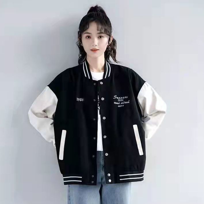 Baseball Suit Jacket Girl's Spring and Autumn 2023 New Junior High School High School Students Korean Loose Embroidered Jacket Top