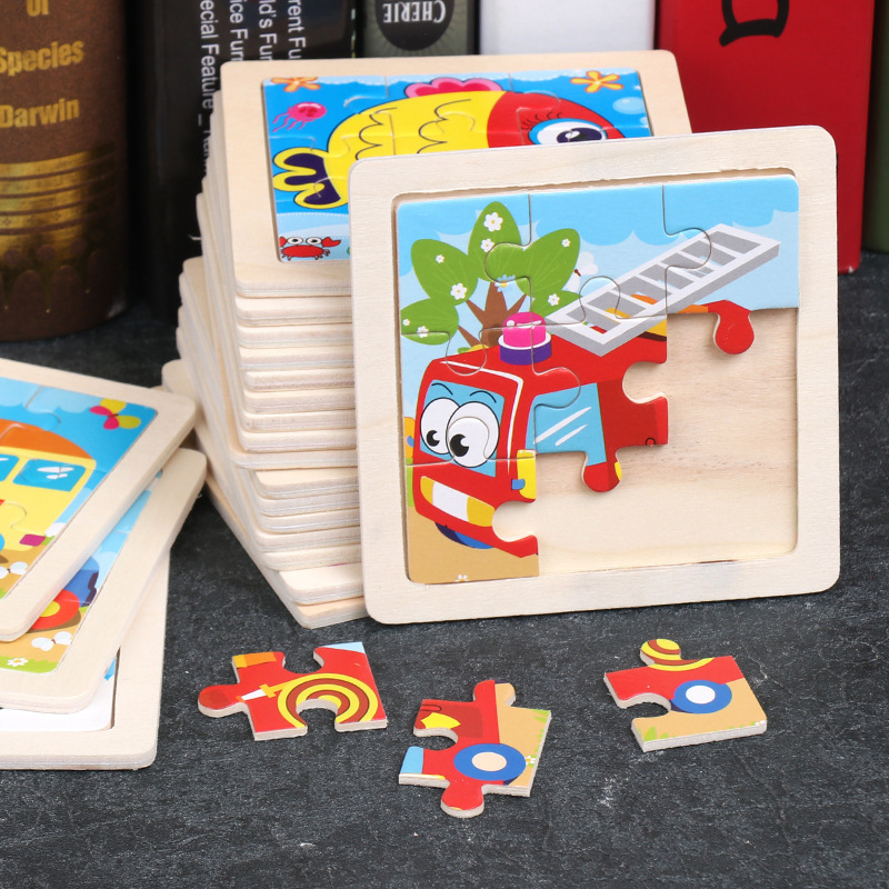 Wooden Children's small size 9 Piece Puzzle 0.03 Cartoon Animal Puzzle Puzzle Early Education Toy Puzzle 2-3-4 Years Old