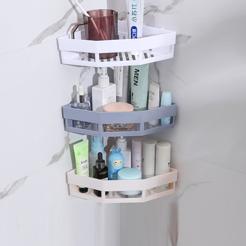 Triangle Bathroom Storage Rack Punch-free Corner Rack Bathroom Toiletry Rack Seamless Wall-mounted Toilet