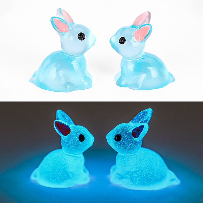Luminous doll pendant-small ears rabbit Moss micro landscape ornaments creative ornaments jewelry resin technology